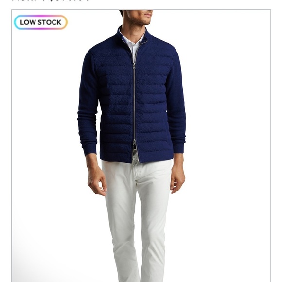 PETER MILLAR SMITH HYBRID SEERSUCKER SWEATER JACKET MENS XXL Navy - Picture 10 of 12